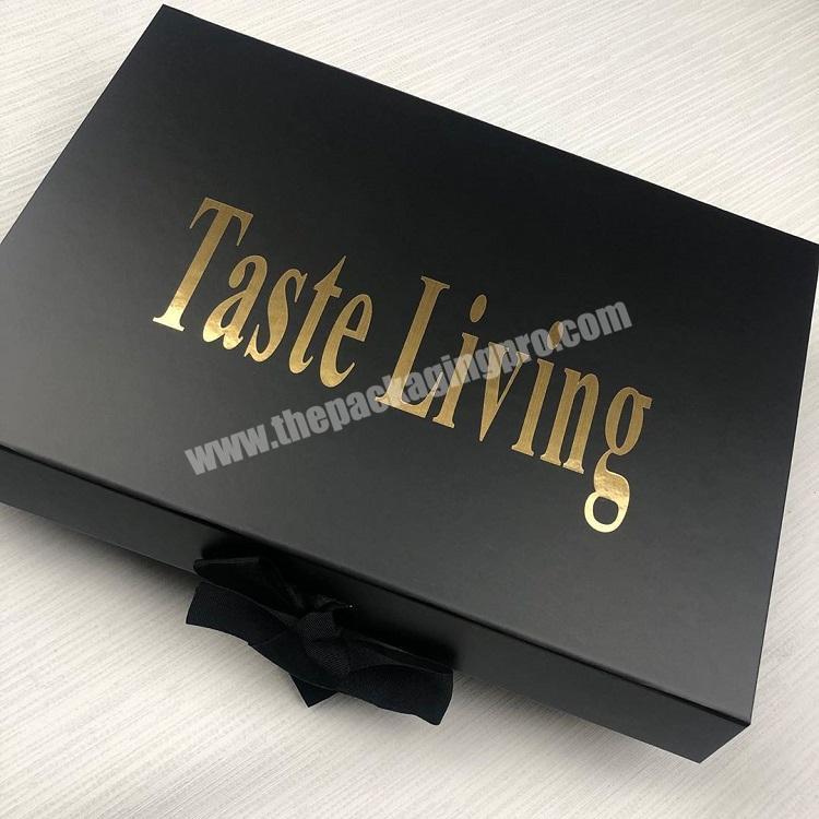 Hair Bundles Packaging Box Extension Bags with Satin Weave Hair Black Gift Storage Box with Closure Ribbon for Wig Accessories