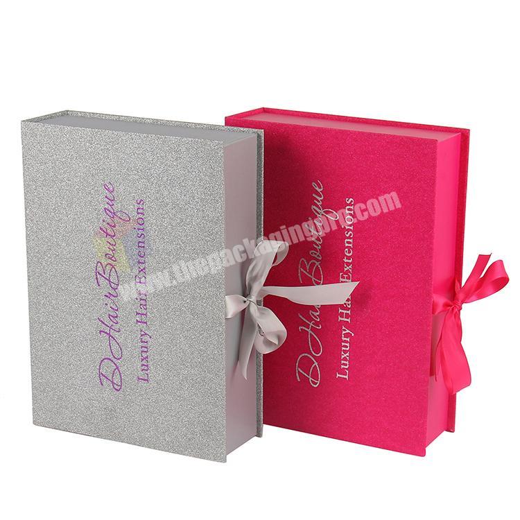 hair extension packing laser cut glitter gift boxes
