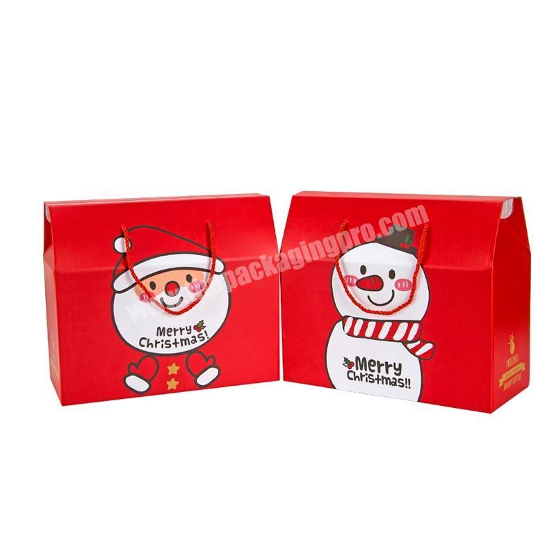 Hand-Held Red Color Christmas Eve Present Gift Candy Fruit Drinks Packaging Paper Carton Box