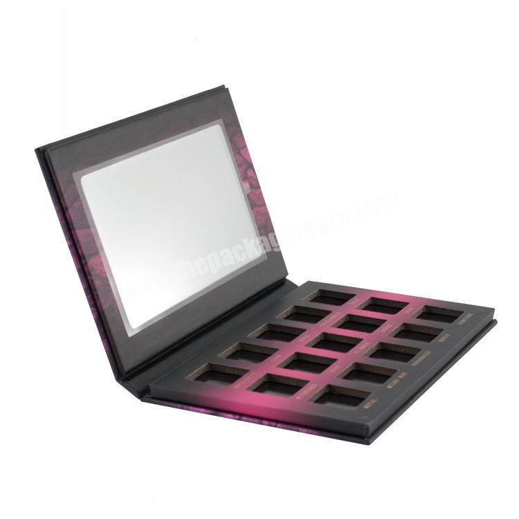 Handmade colorful empty magnetic eyeshadow palette packaging boxes with mirror