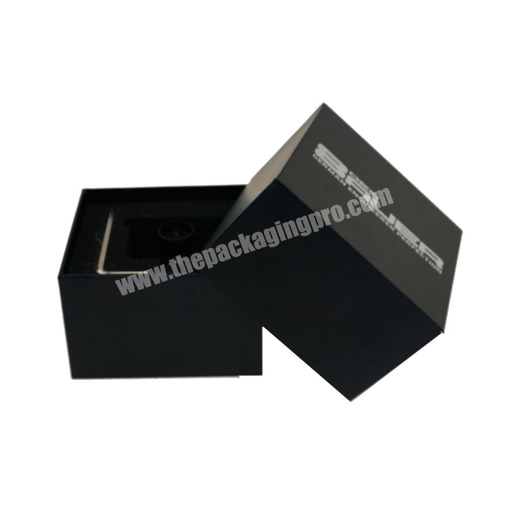 Handmade custom logo luxury black packaging gift box for small product with foam insert