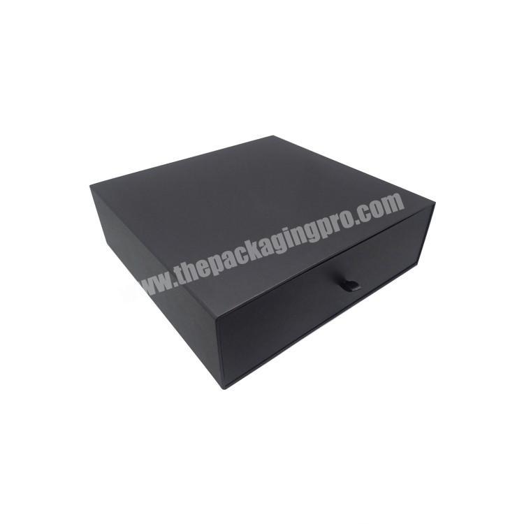 Handmade custom logo luxury knitwear packaging box black soft touch paper storage cardboard drawer gift box packaging box