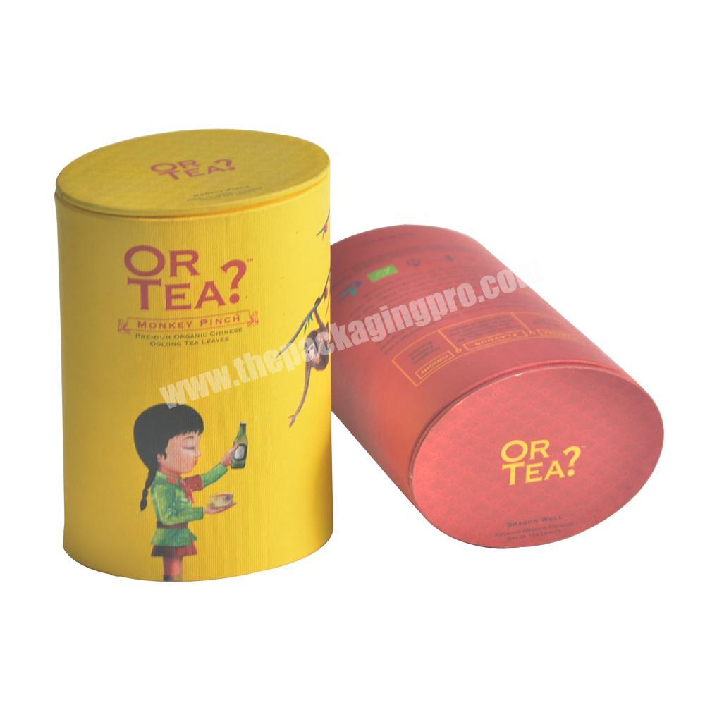 Handmade Cylinder Color Paper Gift Tea Box With Lid OEM Designs For Tea Package