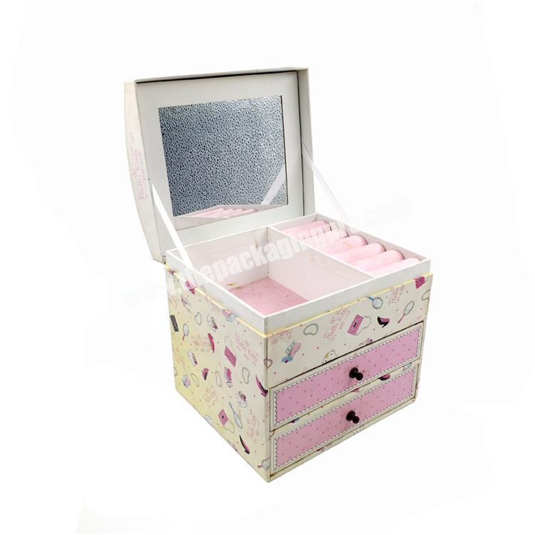 Handmade lovely jewelry box with drawers paperboard packing box