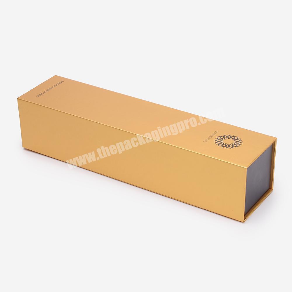 Handmade Paper Golden Magnetic Custom Cardboard Wine Gift Box For Bottle With Foam