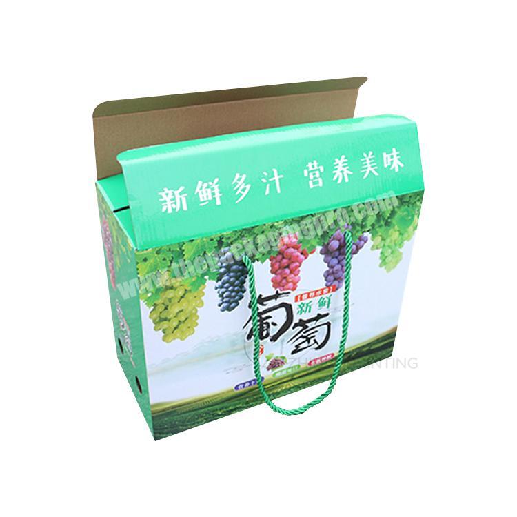 Hard cardboard fruit packaging easy carry corrugated box with handle