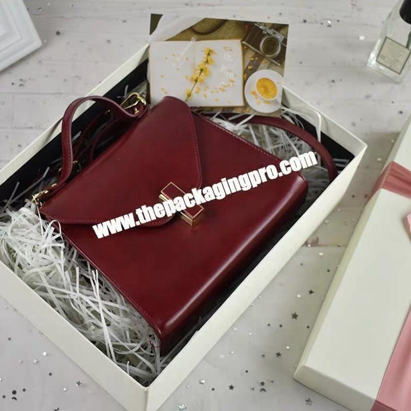 Hard OEM customized luxury cardboard lady's bag paper packaging square box surprise gift boxes with logo