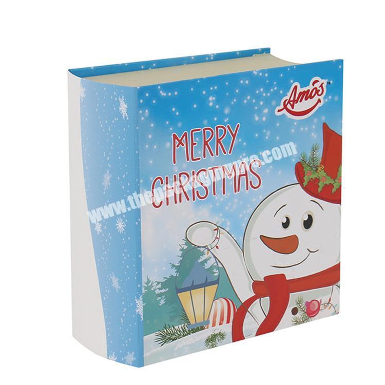 hard paper packaging book shaped wholesale christmas gift boxes