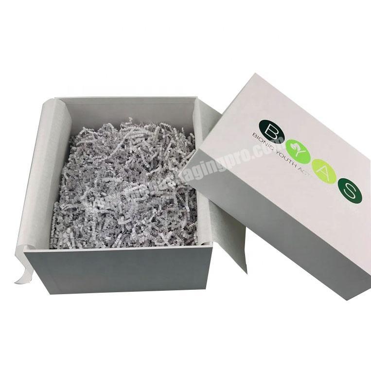 heaven and earth chipboard gift box with shredded paper filler and wrap paper cardboard gift packaging