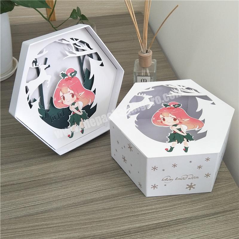 hexagon durable paper white custom gift printing perfume box