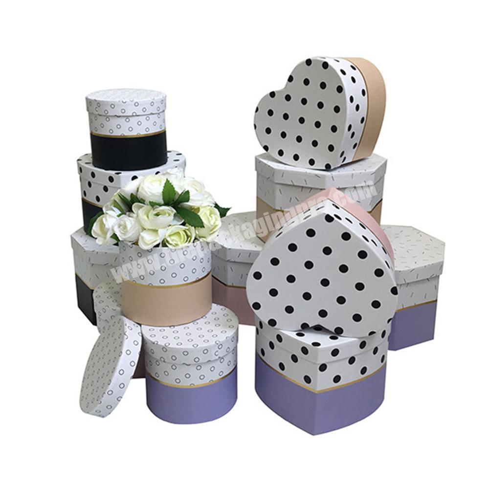 hexagon heart round shape cardboard gift stockage boxes for flower packing