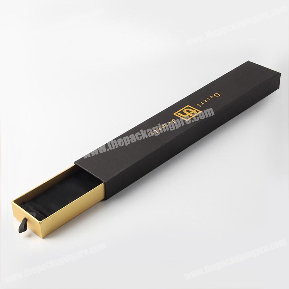 High Class Luxury Black Drawer Custom Logo Pen Box Packaging