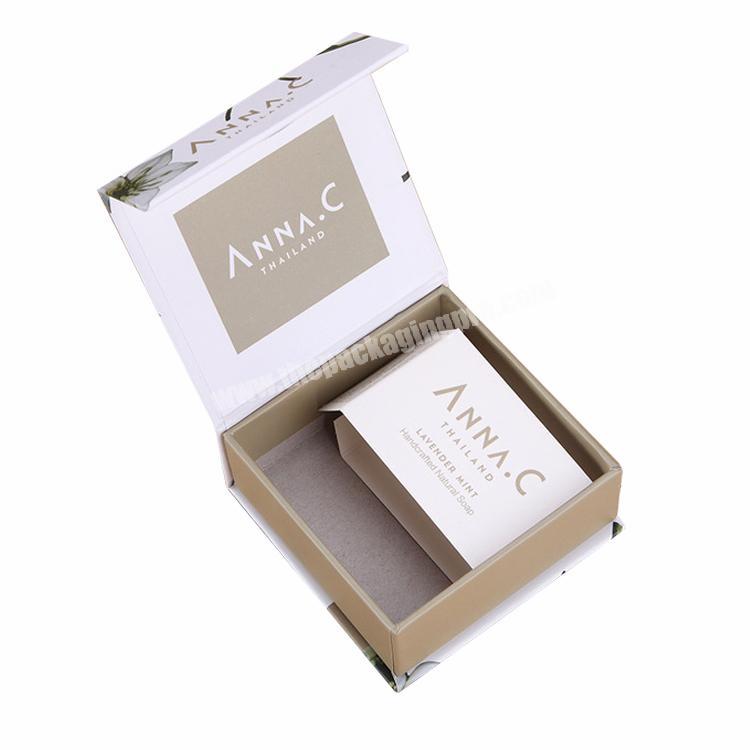 High end 1200gsm paper board magnetic closure white handmade soap packaging box