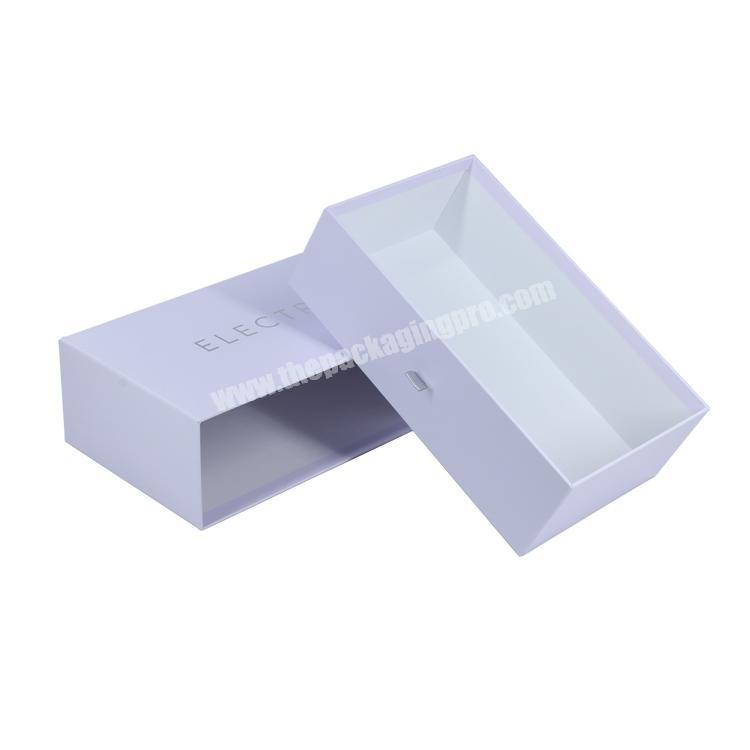 High end 1200gsm paper silver stamp packaging box with drawer