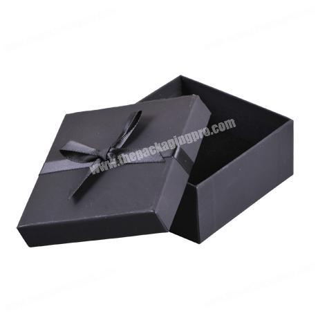High end black custom small moq cheap factory ribbon bowknot packaging lid and bottom box