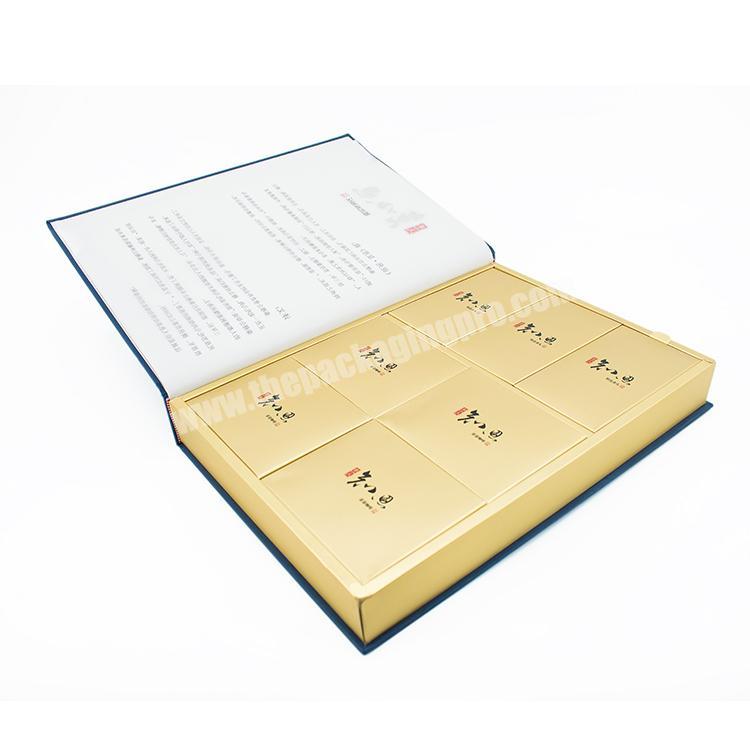 High end Blue Custom logo cardboard paper tea box, Tea gift Box packaging with paper inserts