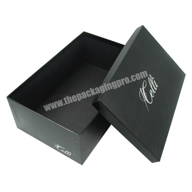 High End Custom Cardboard Packaging Black Shoe Gift Box Recycle Paper Apparel Boxes with Lid