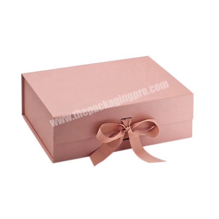High-End Custom Foldable Flat Pack Cardboard Paper Gift Box with Ribbon