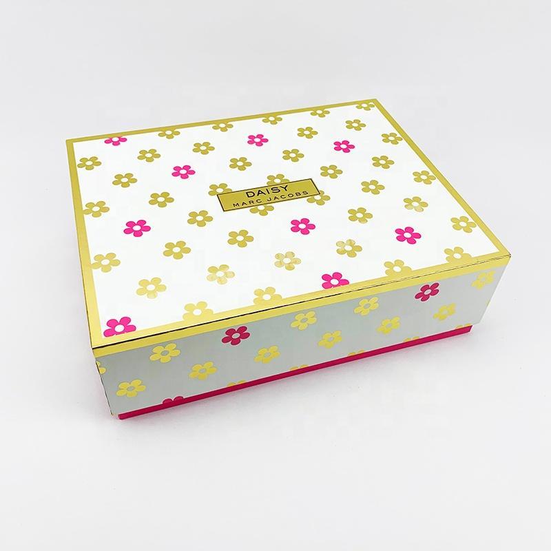 High-end custom Logo Gold Stamping Recyclable Art Paper Packaging Cosmetic Gift Box With Plastic Tray