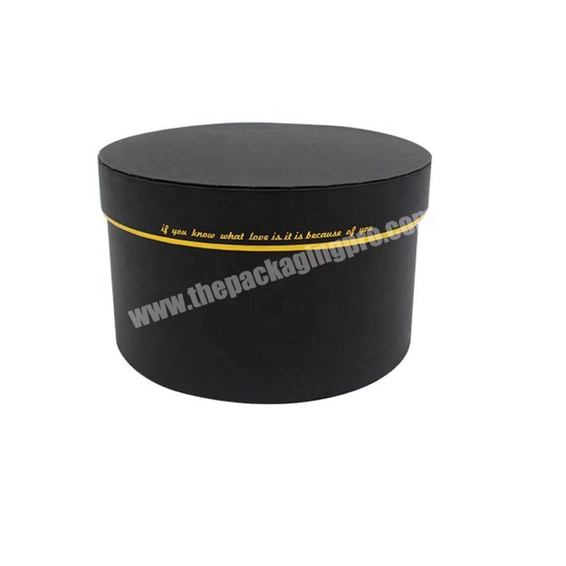 High-End Custom Made Round Black Cardboard Gift Packaging Box With Lid
