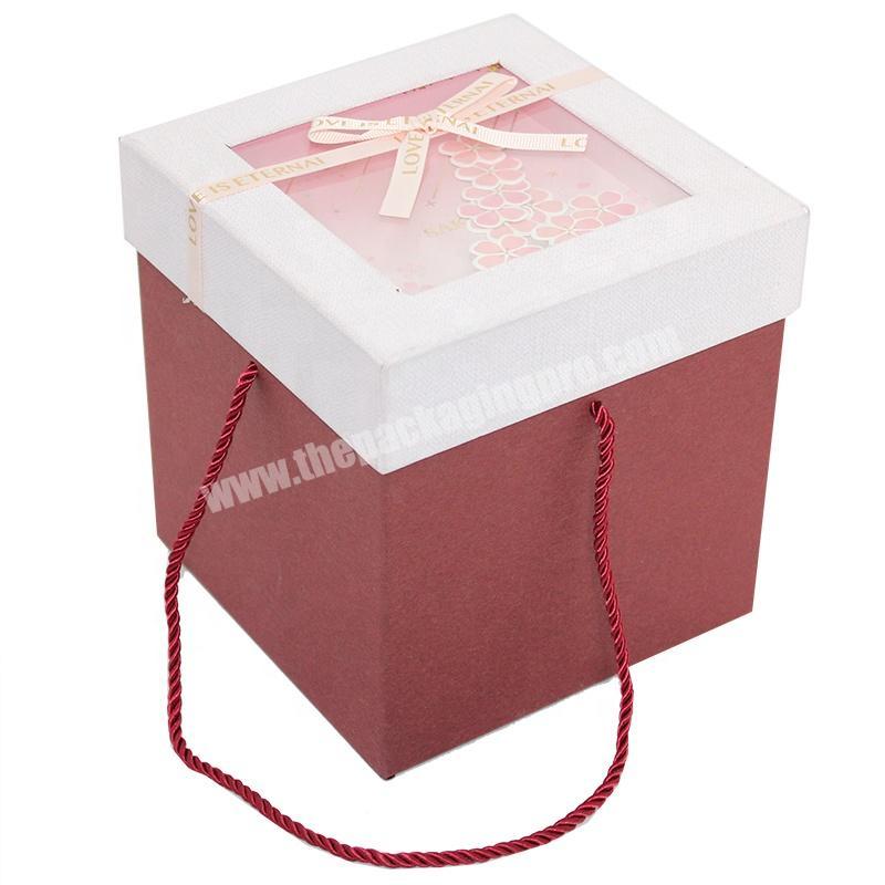 High-end Customized Delicate Pink Gift Paper Box with Window and Handle