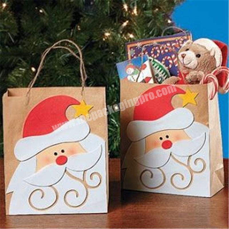 High-end customized personalised christmas paper bags packaging with ribbon