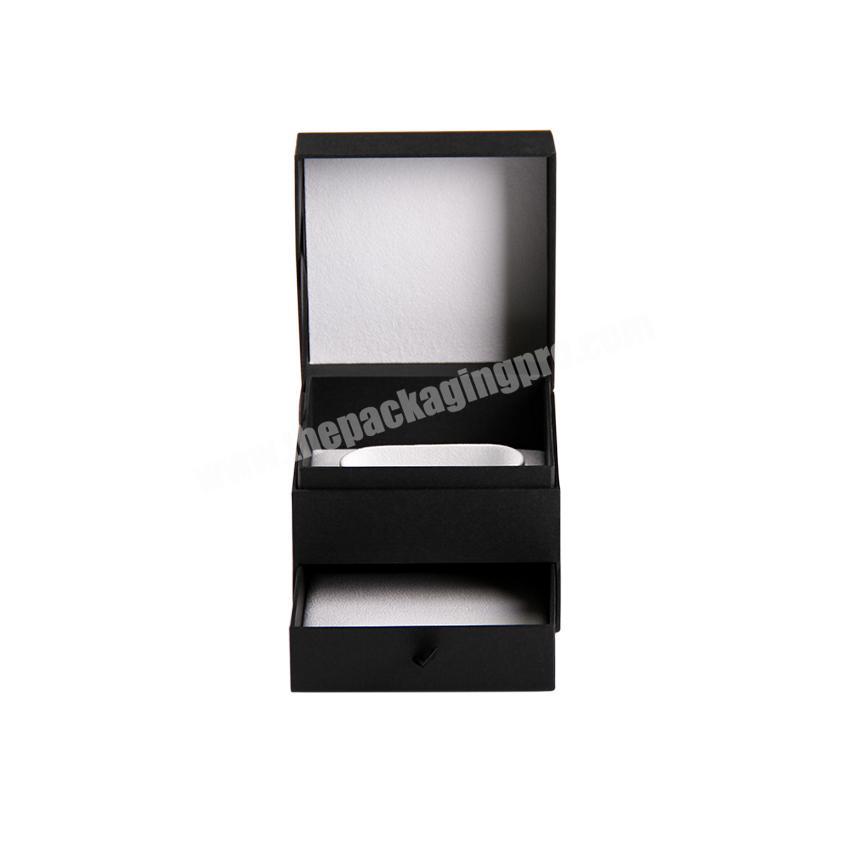 High end matte black drawer packaging jewelry boxes custom