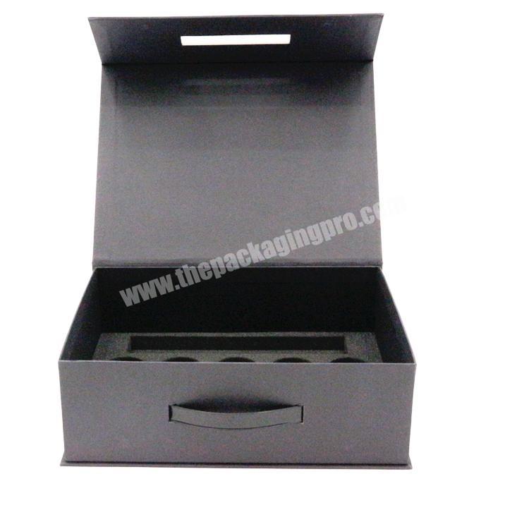 High -end offset printing custom logo cardboard black box with handle