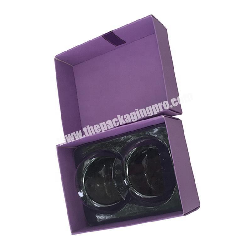 High end purple paper gift scented candle packaging box with plastic insert