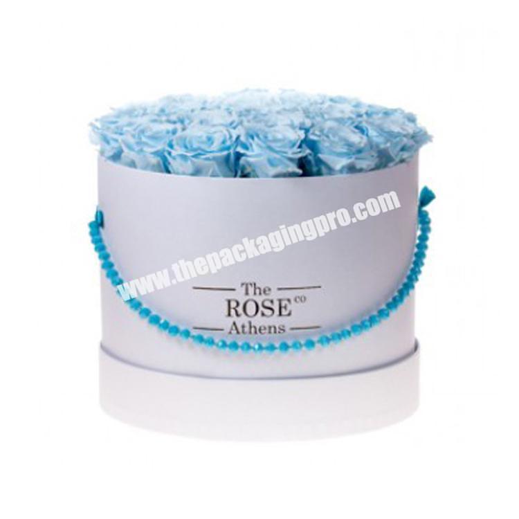 High end rigid round flower hat box gift packaging box with handle