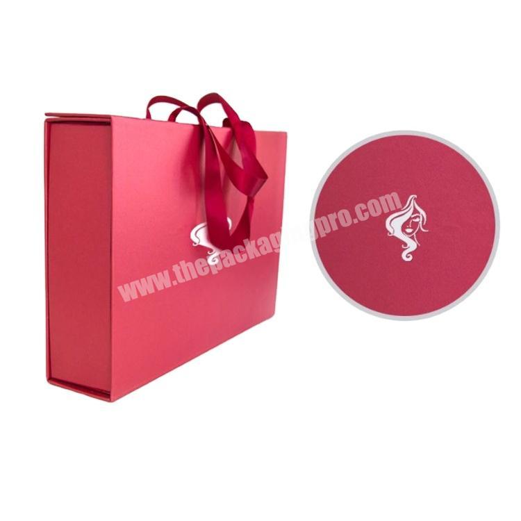 High grade custom luxury logo printed full color foldable gift box with ribbon