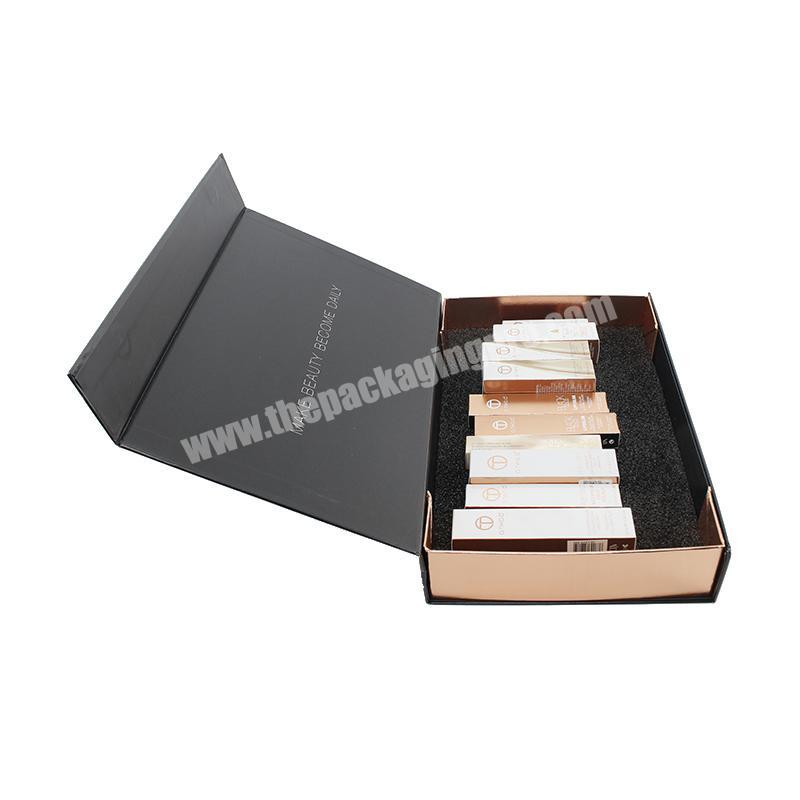 High grade customized square cosmetic  lip tube packaging box magnetic cardboard folding lipstick gift packaging box