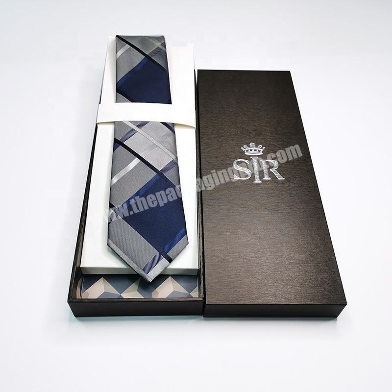High-Grade Luxury Black Tie Gift Set Box Packaging Lid Base Paper Tie Box For Men