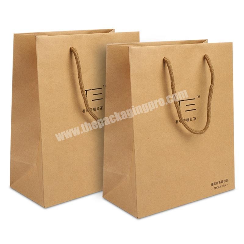 High grade recycled custom logo print brown shopping  tea kraft paper tote bag