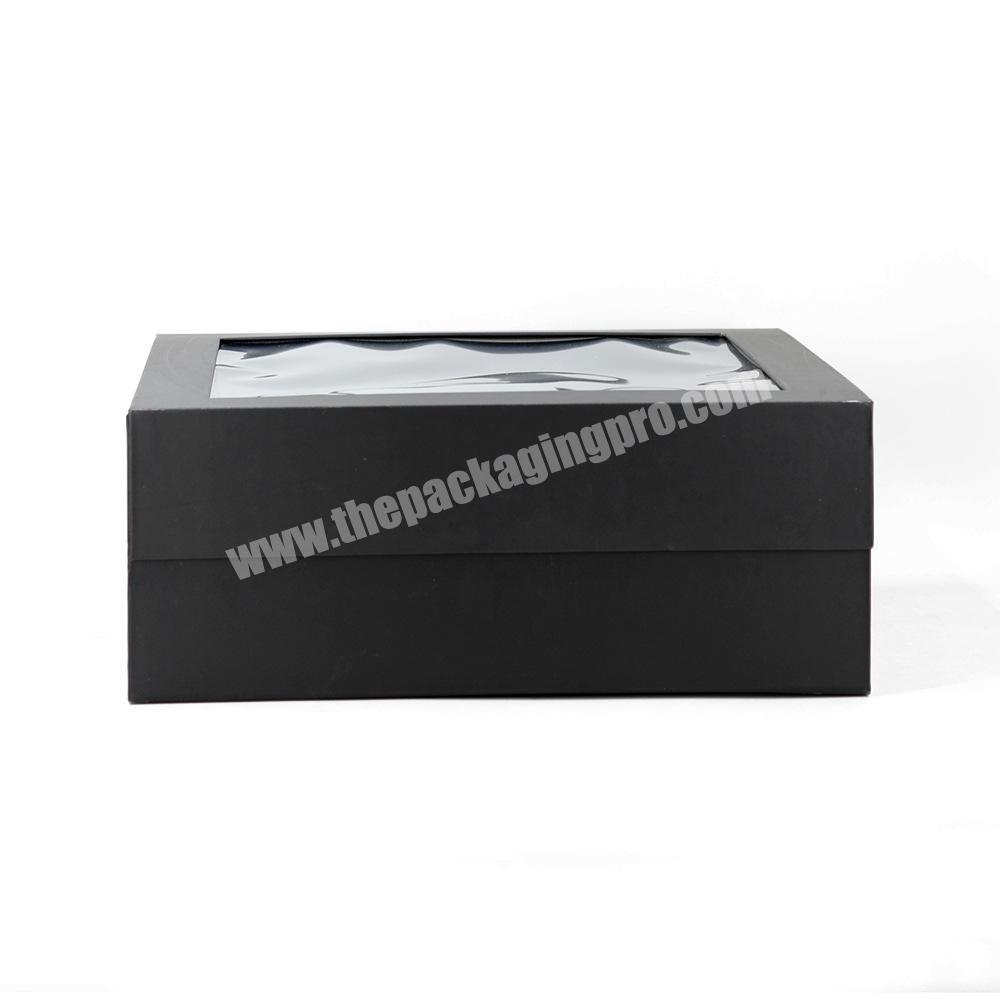 High Great Customized Big Size Window Opening Boxes Clothes Shoes Elegant Classic Black Color Gift Boxes For Packing
