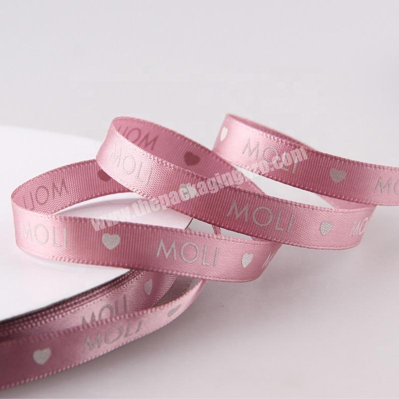 High Quality 2.2cm 100% Polyester Satin Ribbon Printed  For Gift Packing Customized Ribbon With Logo