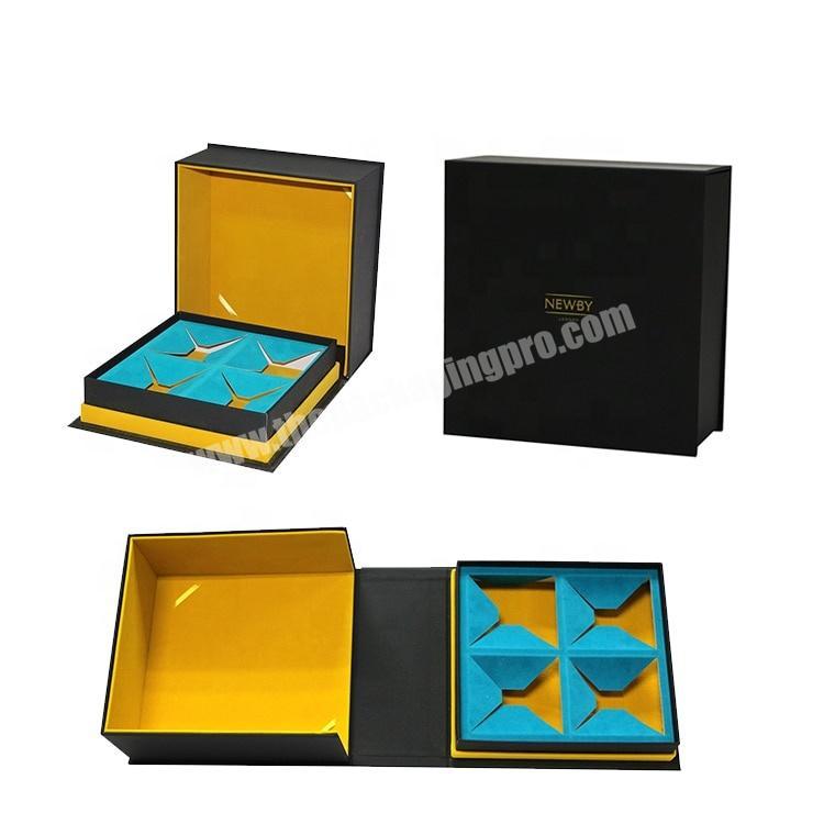 High quality black food book shape paper gift tea box with magnetic chocolate gift box