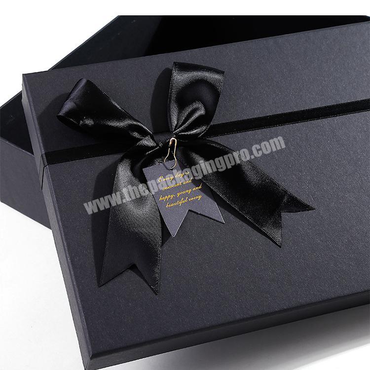high quality  black packaging boxes ribbon