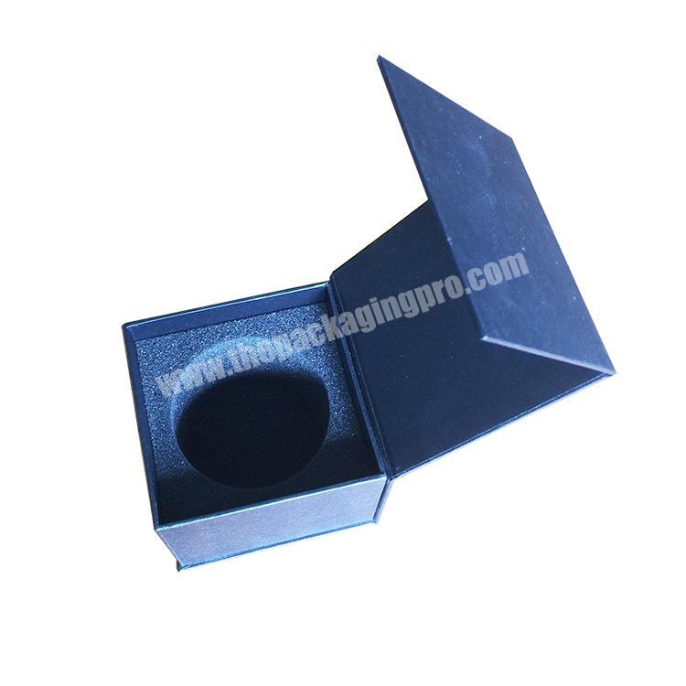 High quality book shape blue fancy paper cardboard cosmetic gift box with foam inserts