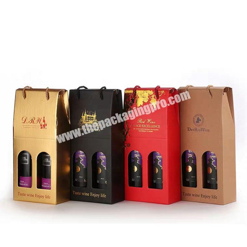 High Quality Cheap Corrugated Paper 2 Bottle Wine Paper Packaging Box With Your Own Logo