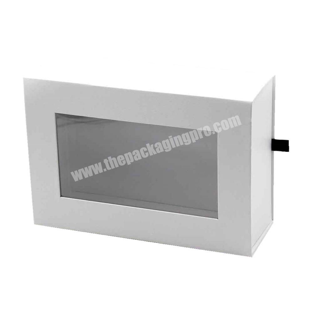 High quality cheap custom logo printed empty handmade magnetic closure foldable gift box with window