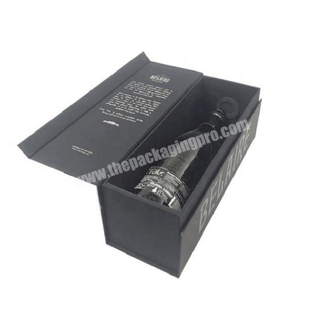 high quality china black luxury cardboard 750ml champagne bottle gift magnetic book box
