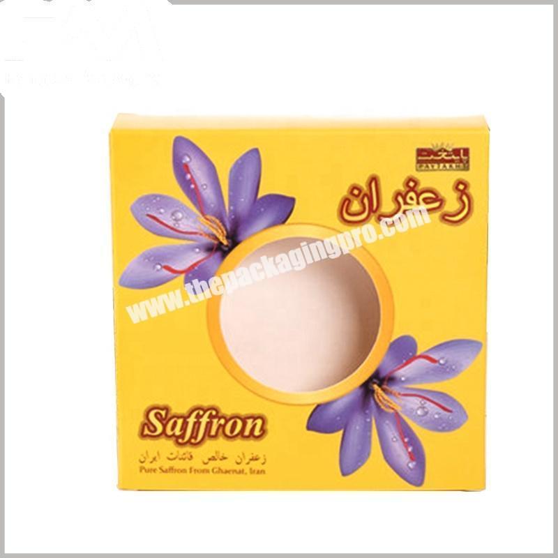 High Quality Coated Saffron Plus Size Candy Packaging Paper Box with PVC Window