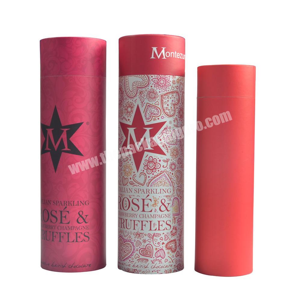 High quality color printing round tube red wine box
