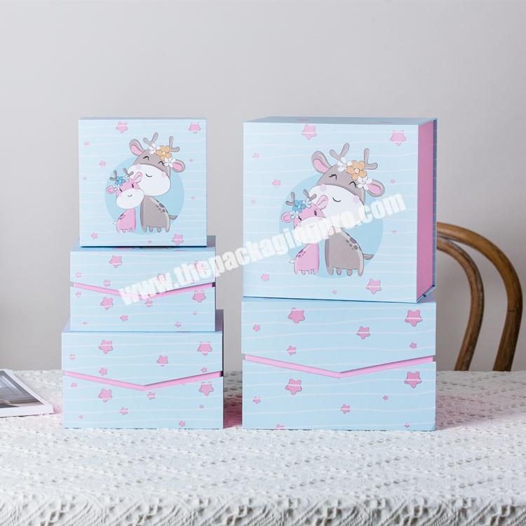 High quality colorful carton design set of 3 size wedding birthday used empty cheap gift box
