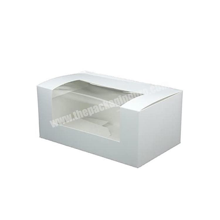 High quality cupcake box white hardboard gift box recyclable biscuit packaging with viewing window