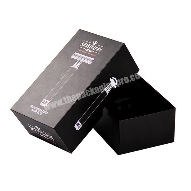 High quality custom black cardboard shaver paper packaging box with lid