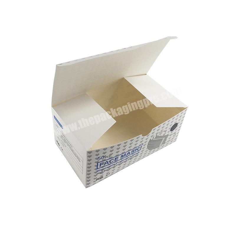 high quality Custom folding disposable protective facemask 3 ply box packaging