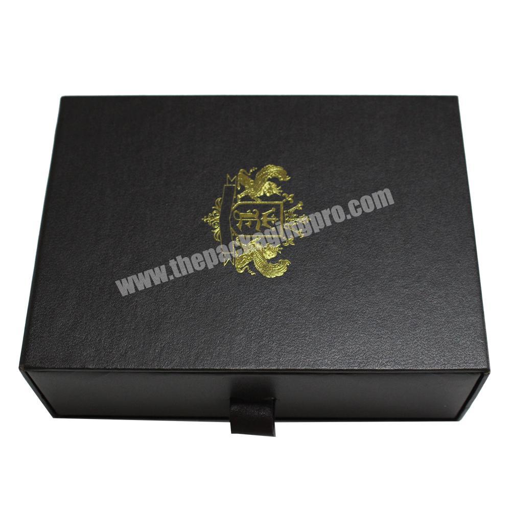 High quality custom matte black soft touch cardboard drawer box packaging