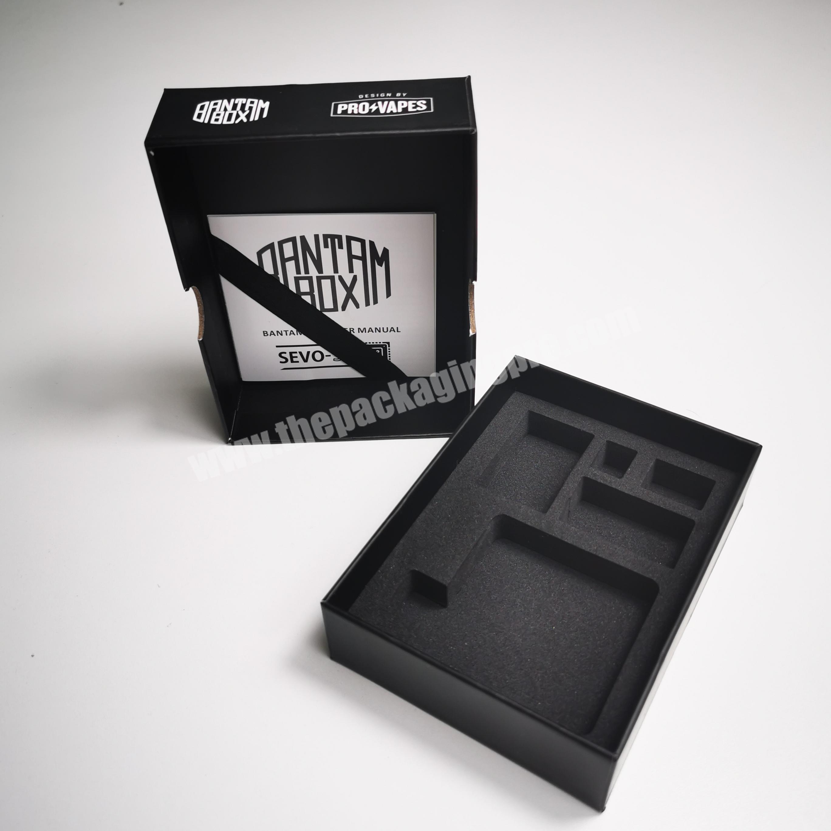 High quality custom paper black packaging box with foam insert